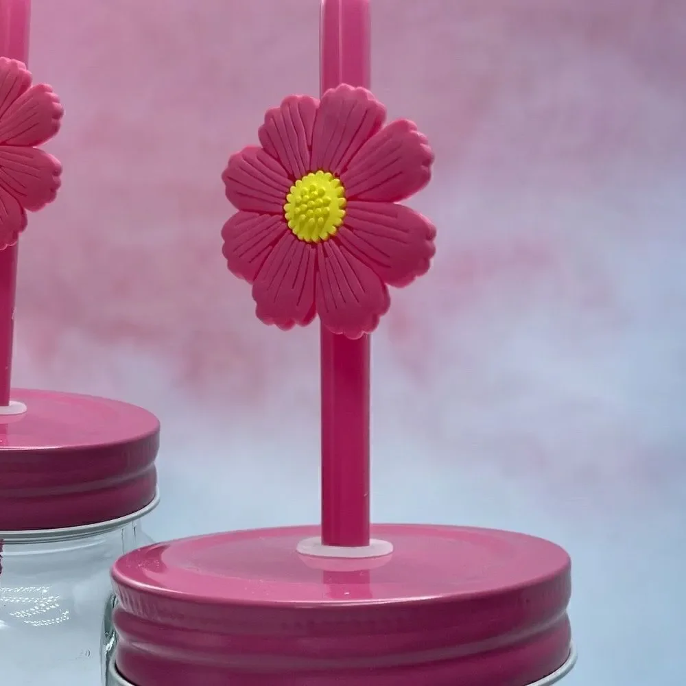 Happy Spring & Everything l Hand-painted l 16 oz. l Mason Jar l Decorative Straw